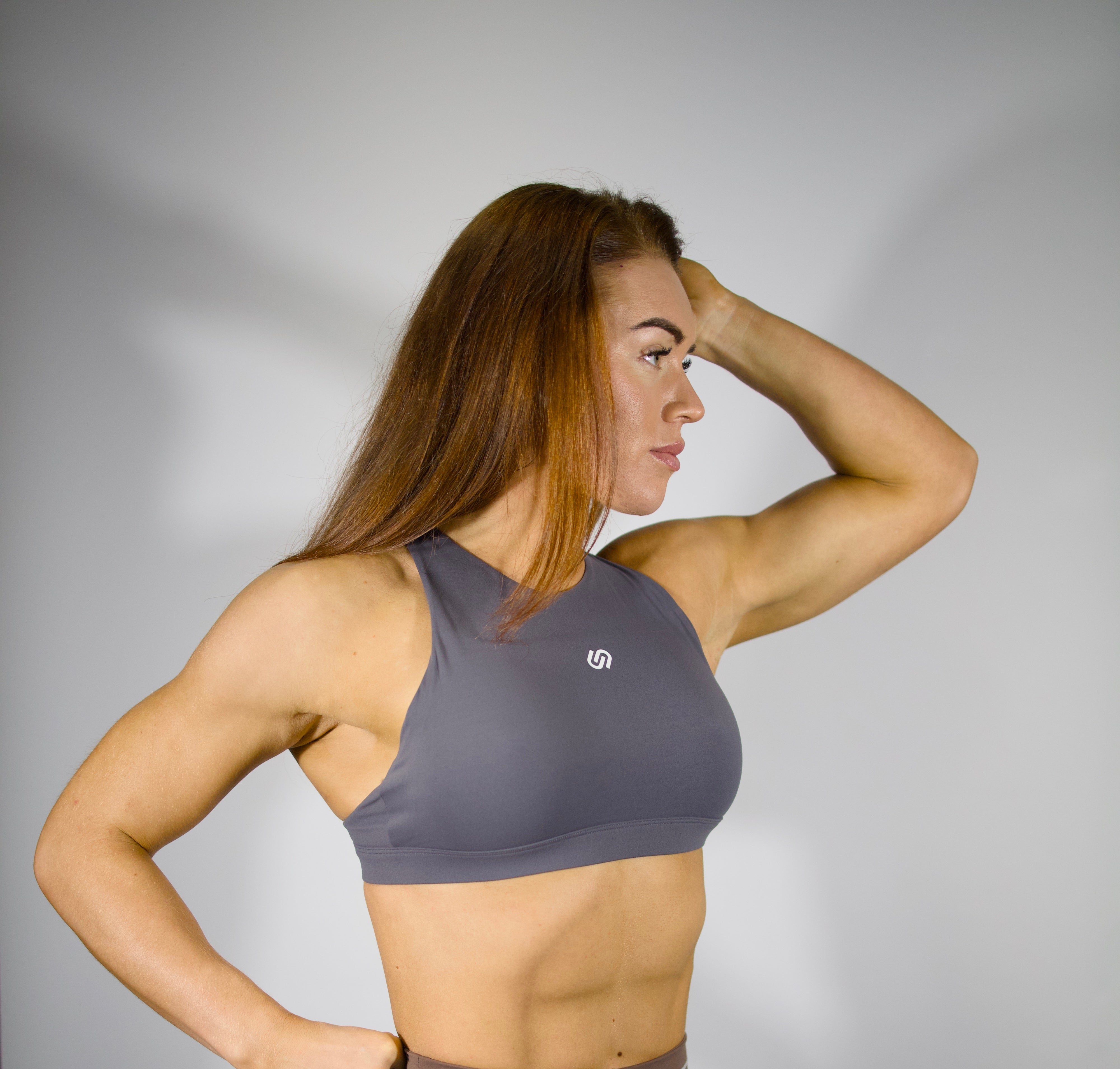 Grey high neck bra