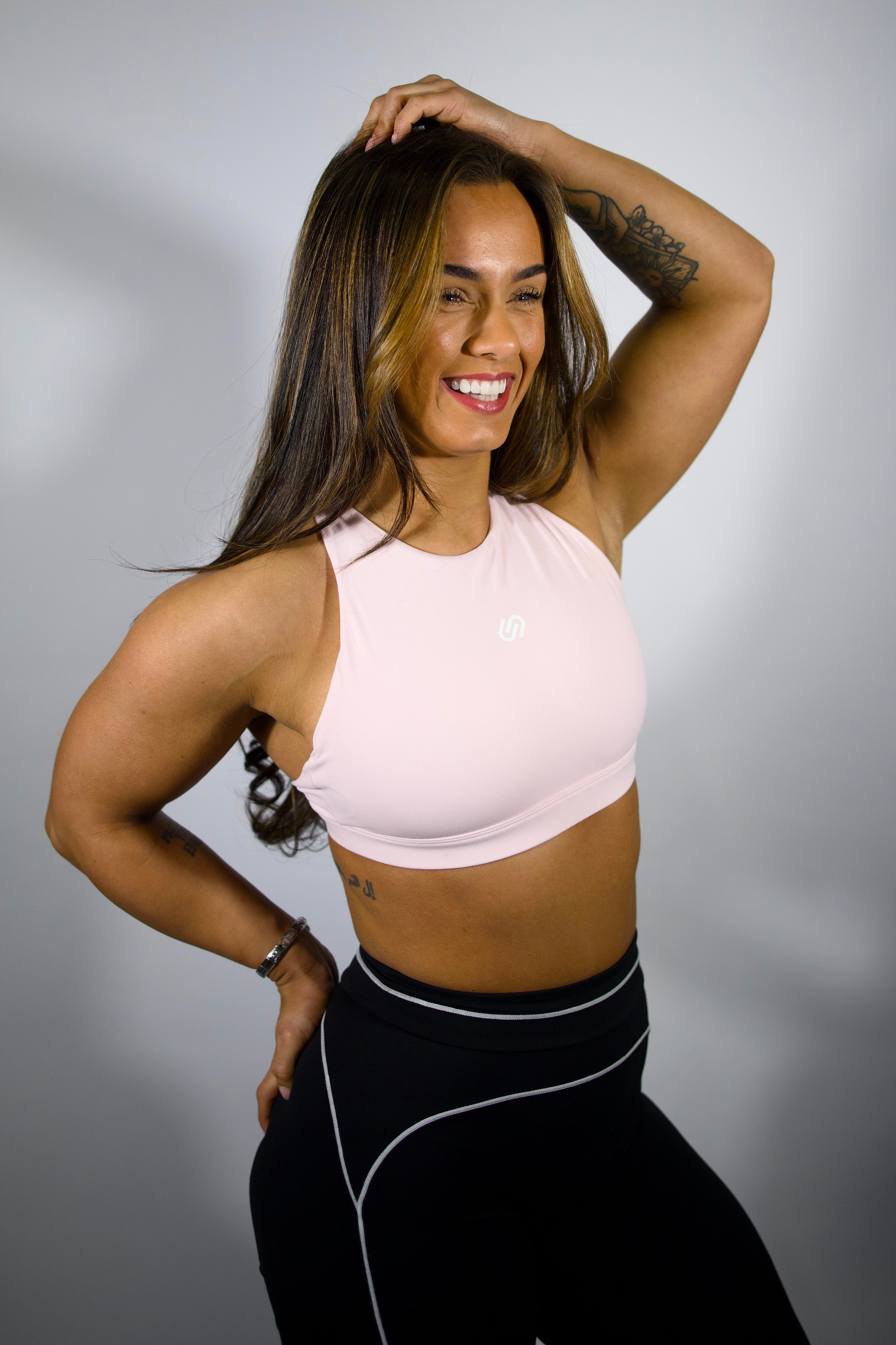 High neck bra - baby pink