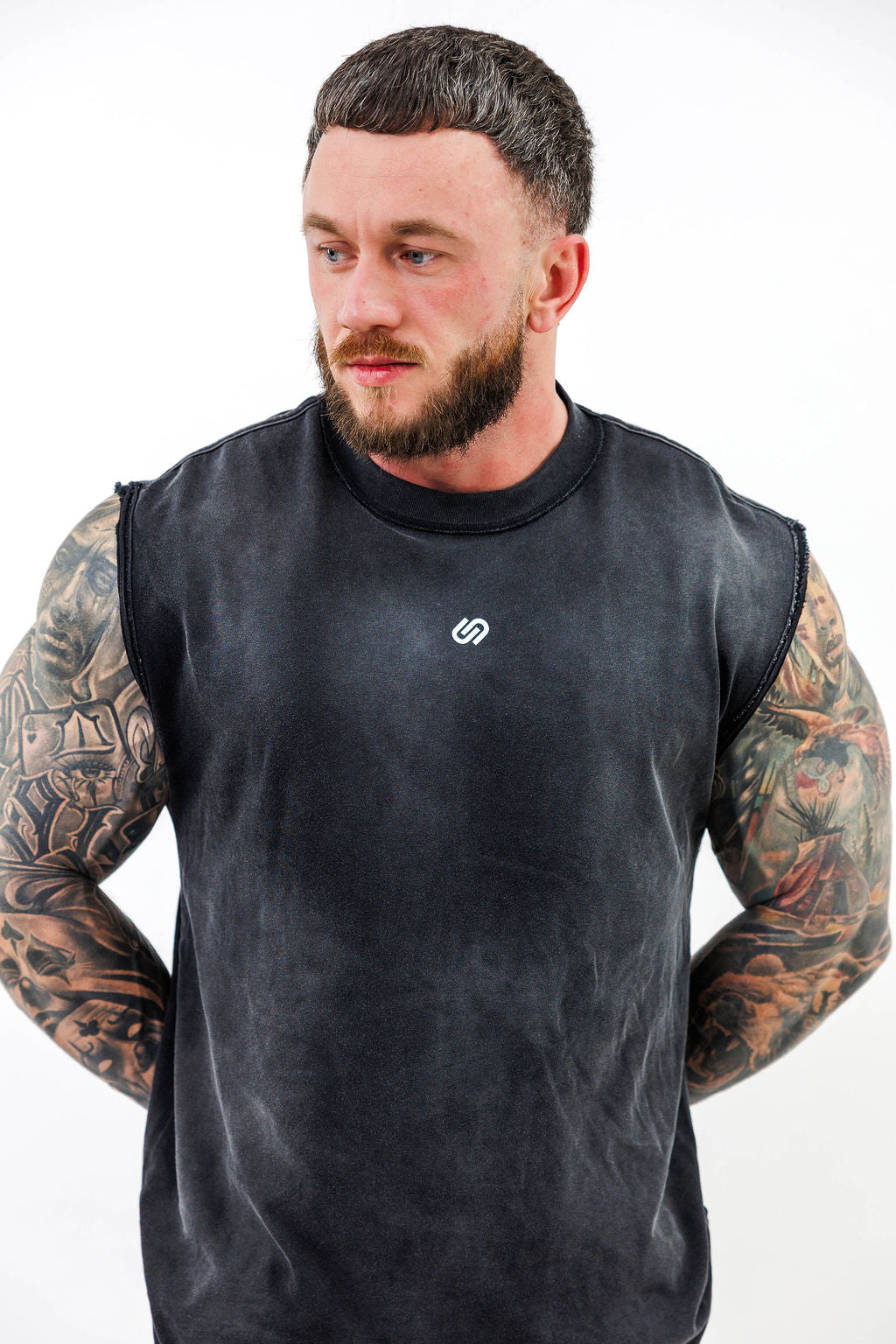 Ruff cut cotton vest stone wash