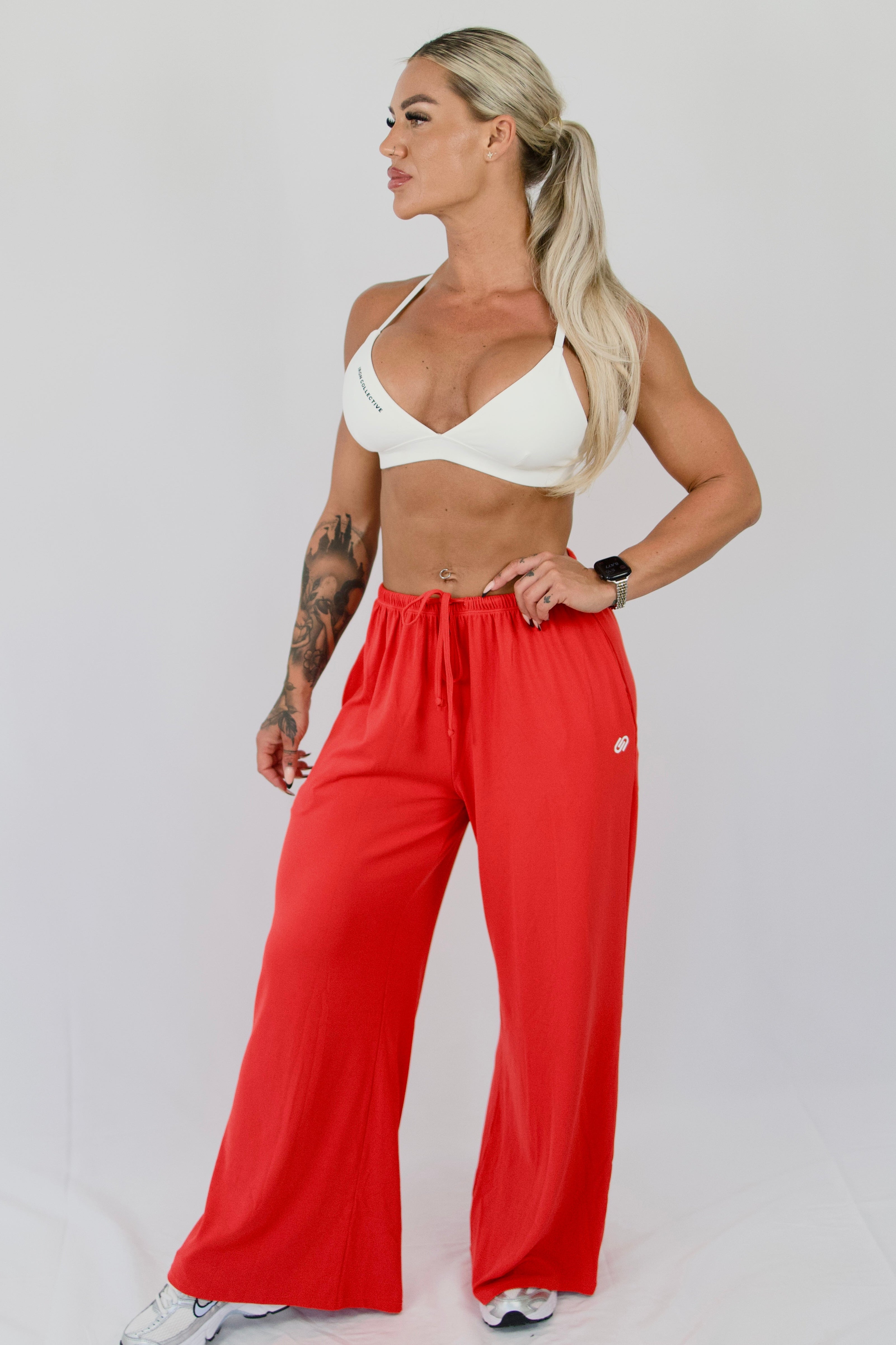 RED spandex joggers